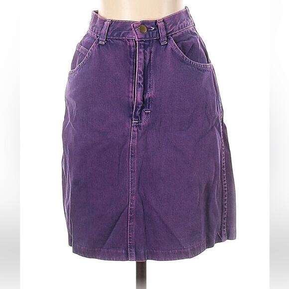 Vintage Dresses & Skirts - Vintage unbranded made in the‎ USA 100% cotton purple denim mini skirt, size 5